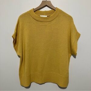 NEW Christopher & Banks Short Sleeve Yellow Oversized Sweater